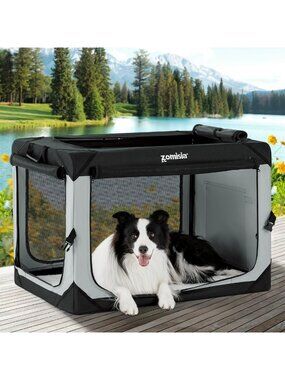 36-Inch Collapsible Dog Crate for Large Breeds - Portable Travel Pet Kennel
